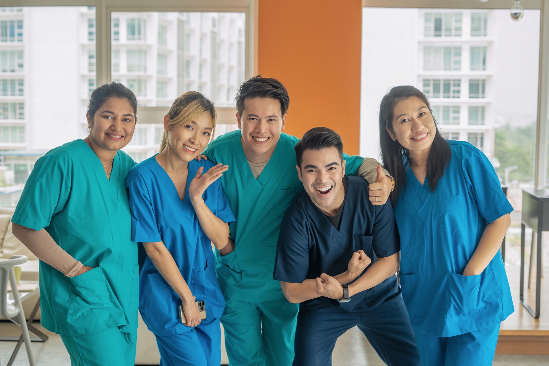 diverse doctor taking photo for memories